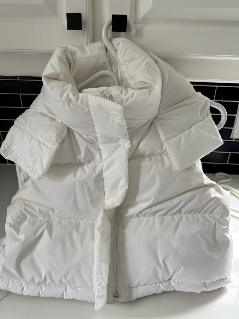 lululemon athletica White Quilted Puffer Vest with High Collar